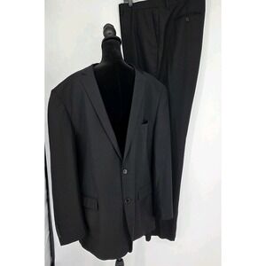 Alain Dupetit Mens Suit 54L 50x38 Black Unhemmed Pants 2 Piece